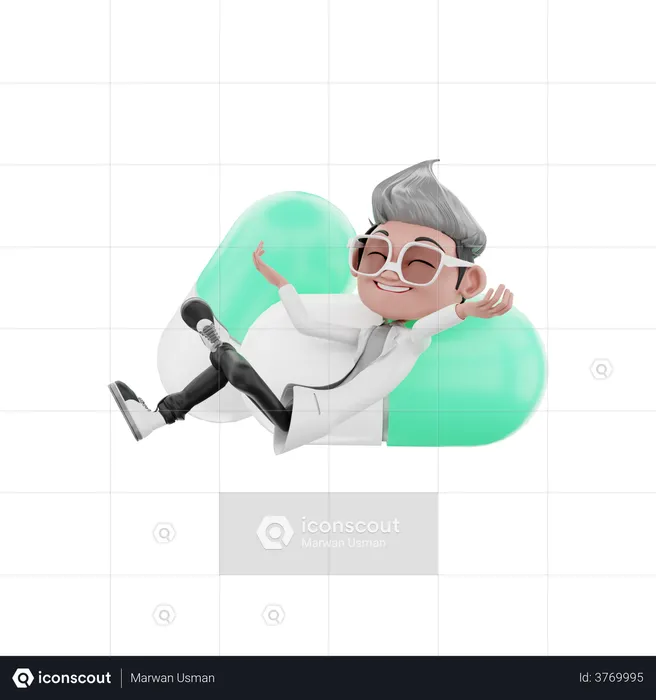 Doctor taking rest on capsule  3D Illustration