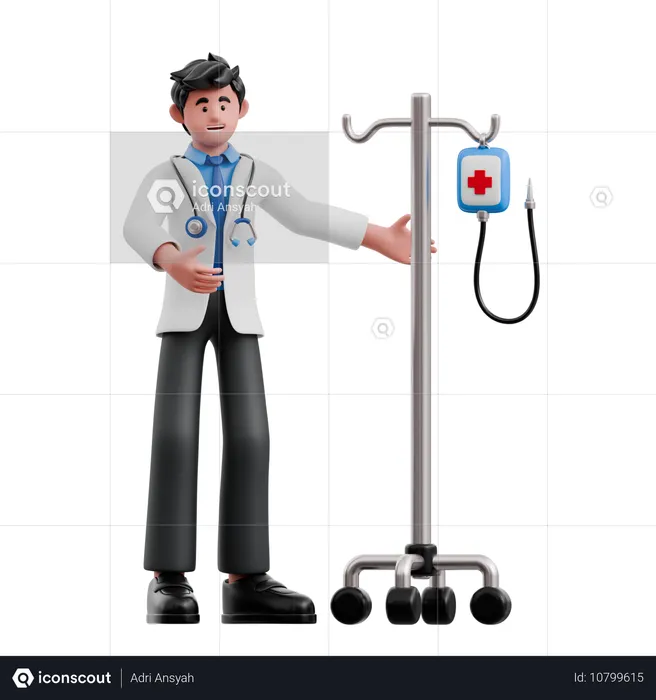 El doctor trae una botella de sangre  3D Illustration