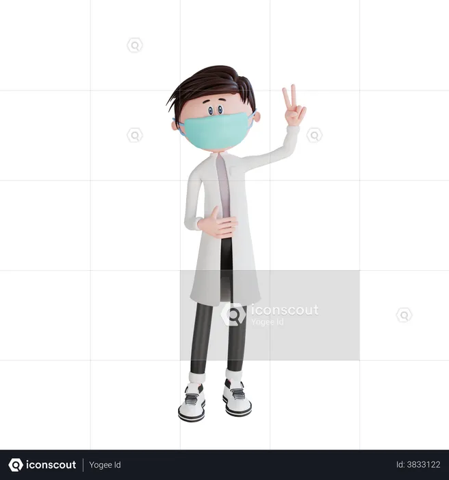 Doctor two fingers pose  3D Illustration
