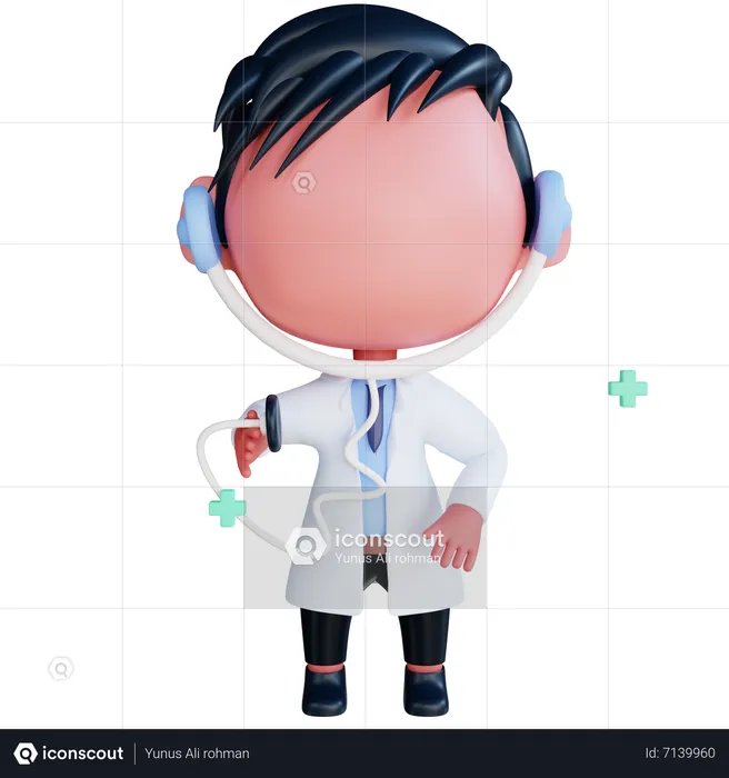 Doctor using stethoscope  3D Illustration