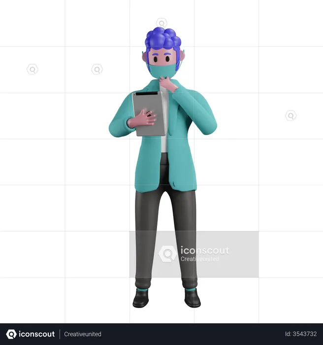 Doctor using tablet  3D Illustration