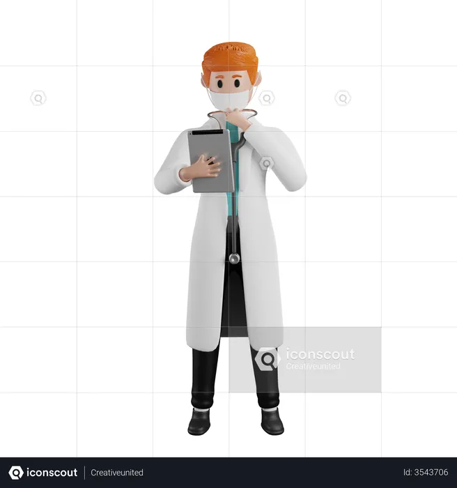 Doctor using tablet  3D Illustration
