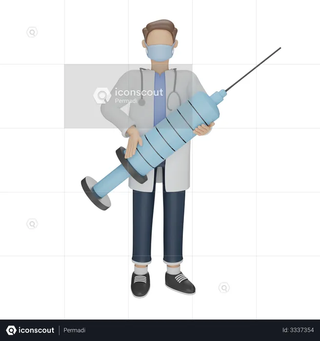 Doctor vaccinates covid 19  3D Illustration