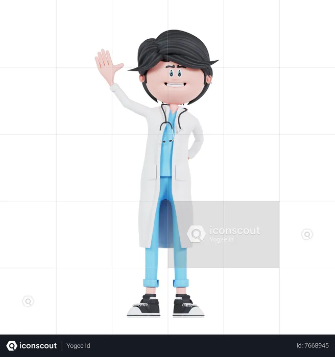 Doctor waiving hand  3D Illustration