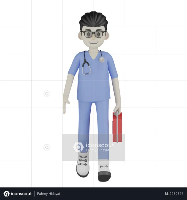 Doctor Walking  3D Illustration