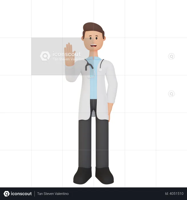 Doctor waving his hand  3D Illustration