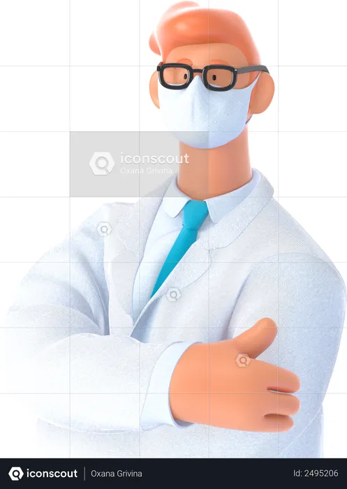 Doctor wearing mask  3D Illustration