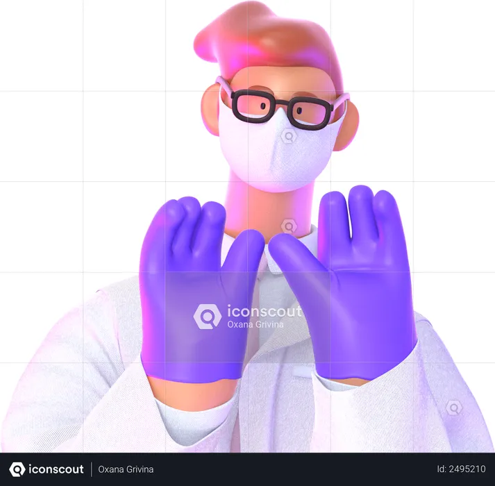 Doctor wearing mask and gloves  3D Illustration