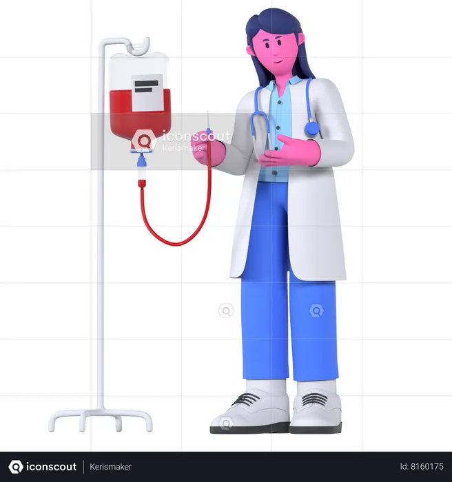 Doctor With Blood Bag  3D Illustration