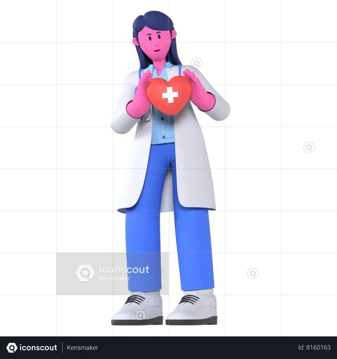 Doctor With Heart Care  3D Illustration