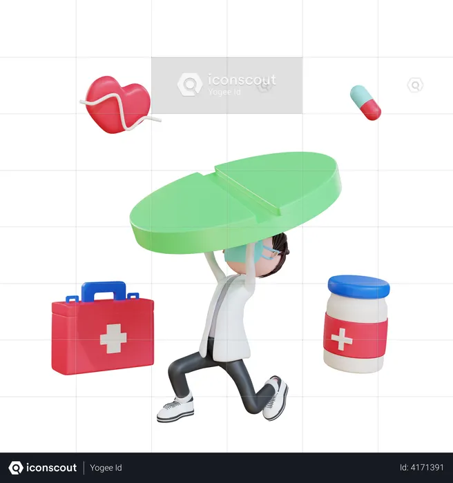Doctor with medicine  3D Illustration