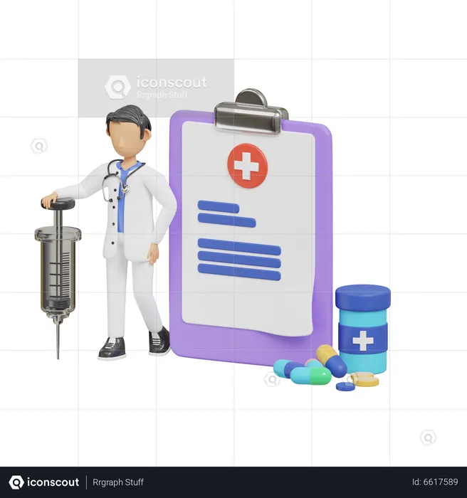 Doctor with prescription  3D Illustration