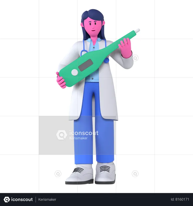 Doctor With Thermometer  3D Illustration