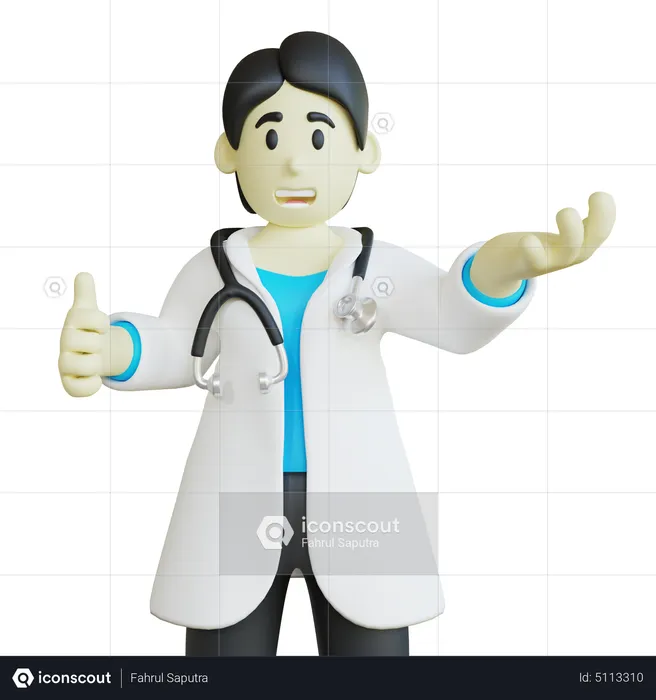 Doctor with Thumbs Up Pose  3D Illustration