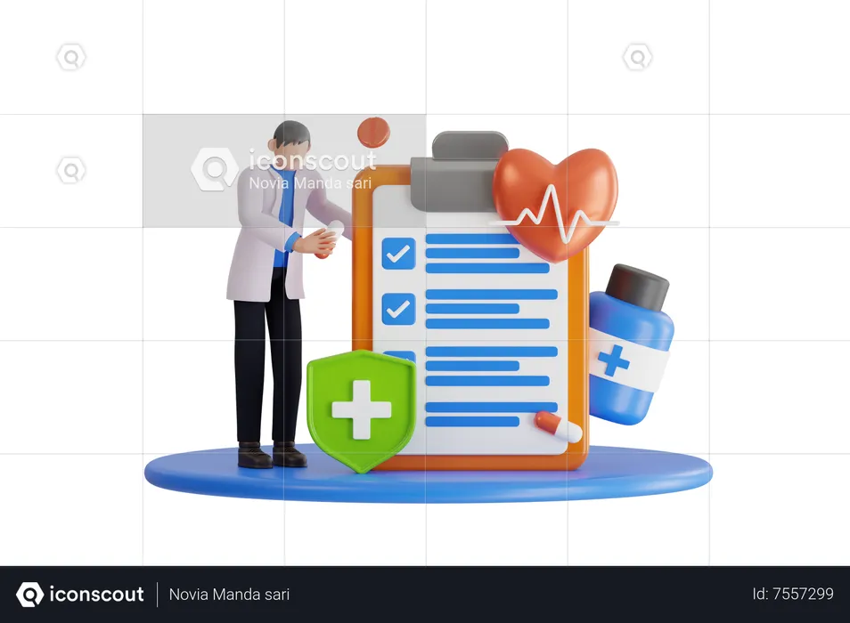 Doctor writing prescription  3D Illustration