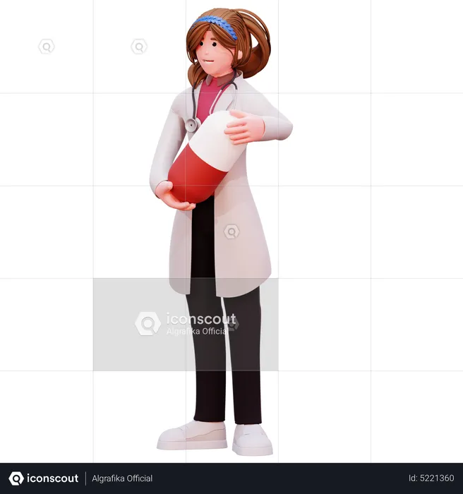 Doctora con medicina  3D Illustration