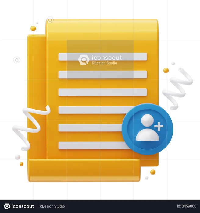 Document Add User  3D Icon