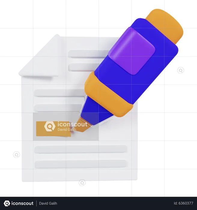 Document And Highlighter  3D Icon