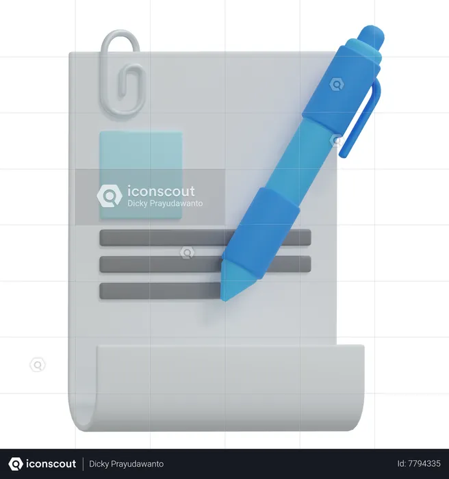 Document And Pen  3D Icon