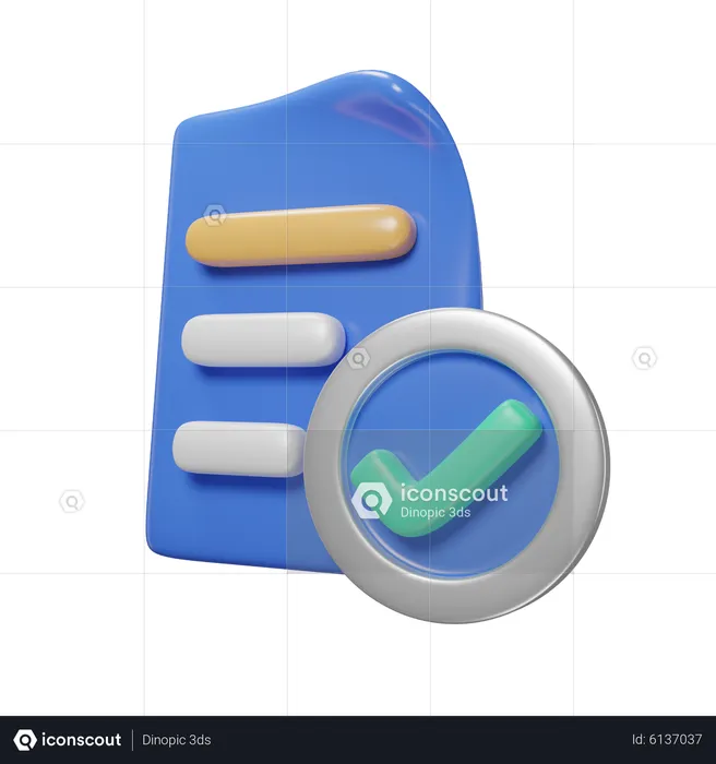 Document Check Mark  3D Icon