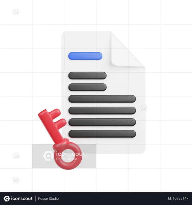 Document clé  3D Icon