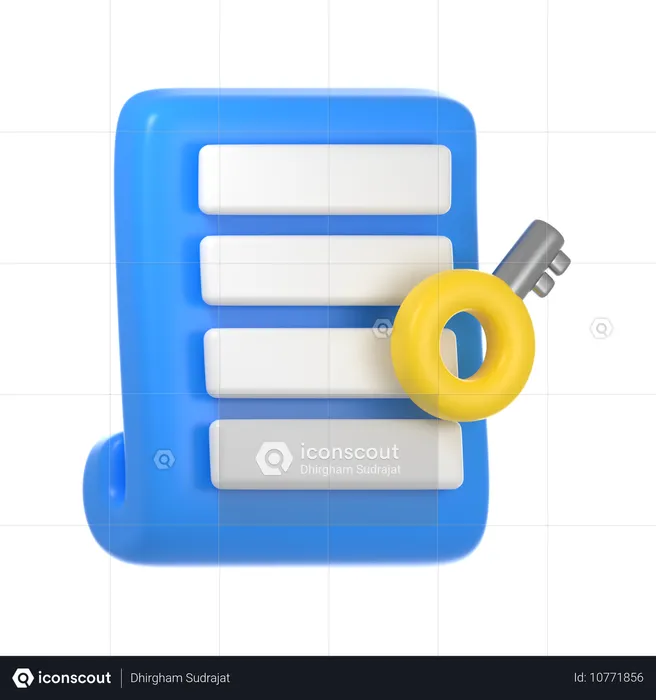 Document clé  3D Icon