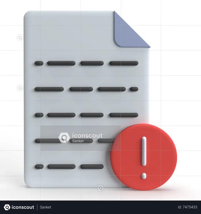 Document Error  3D Icon