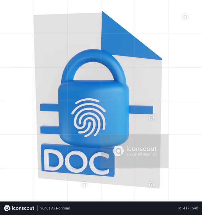 Document Fingerprint Lock  3D Illustration