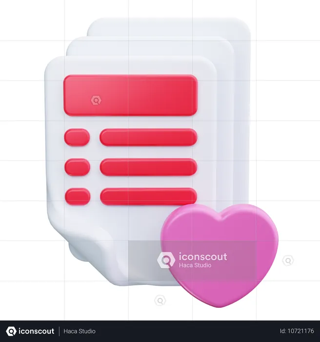 Document Heart  3D Icon