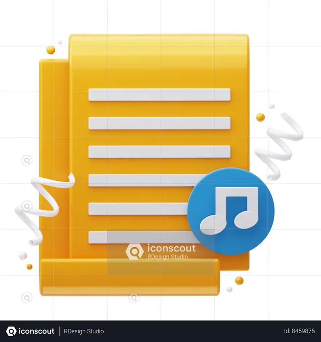 Document Music  3D Icon