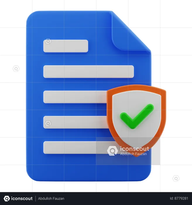 Document shield  3D Icon