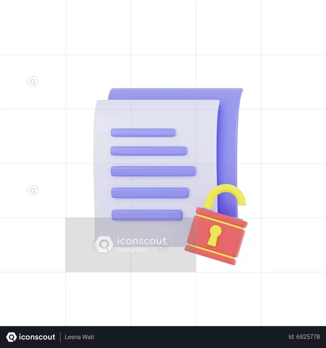 Document Unlock  3D Icon