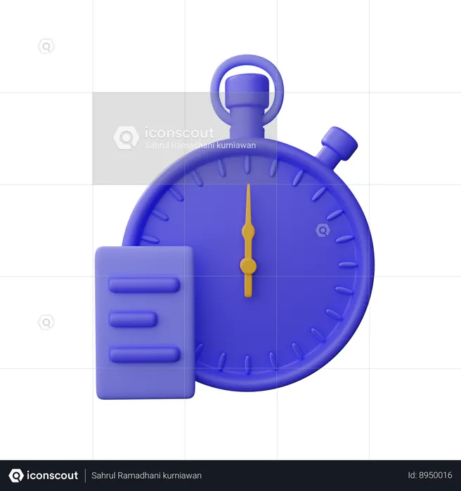 Document With Stopwatch  3D Icon