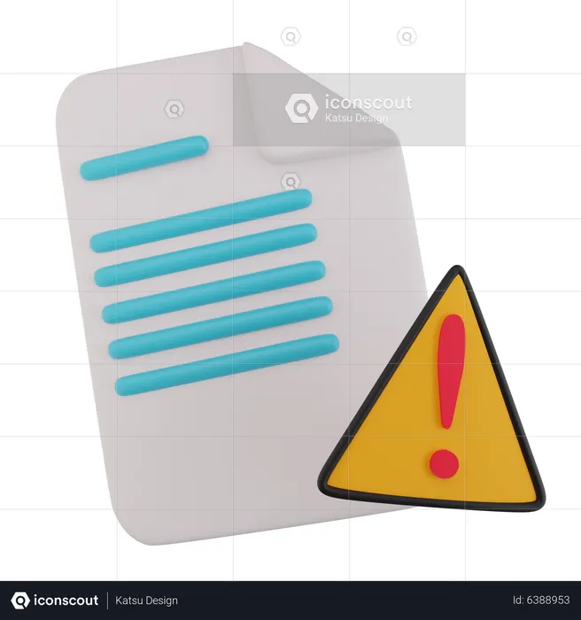 Document with warnings  3D Icon