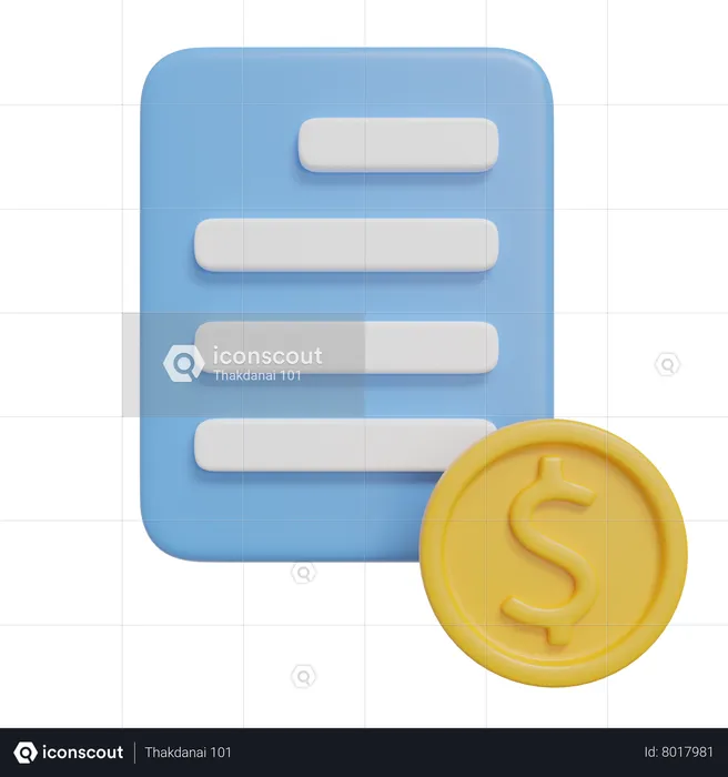 Documento de dinero  3D Icon