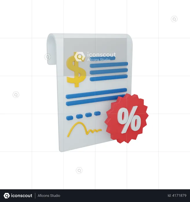 Documento fiscal  3D Illustration