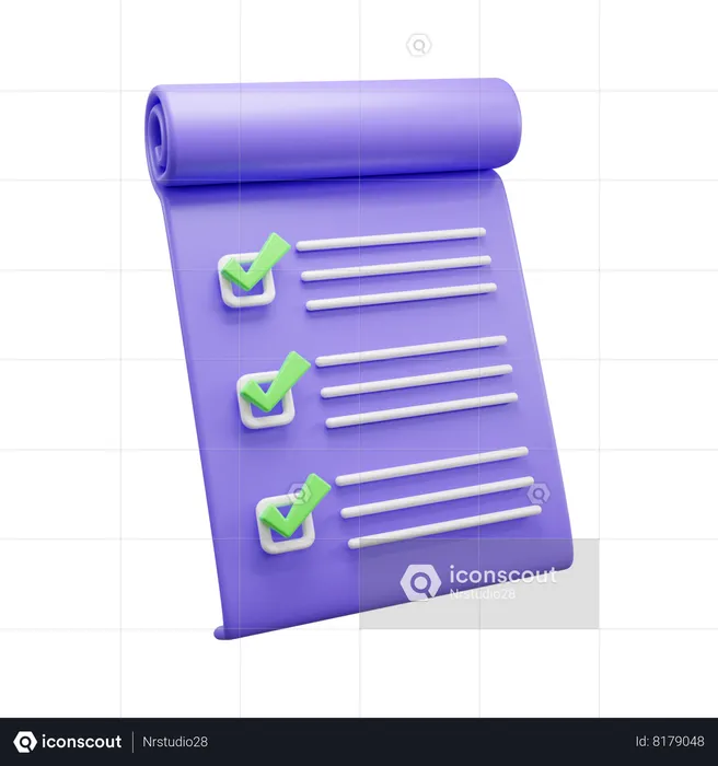 Documento de lista de verificação  3D Icon