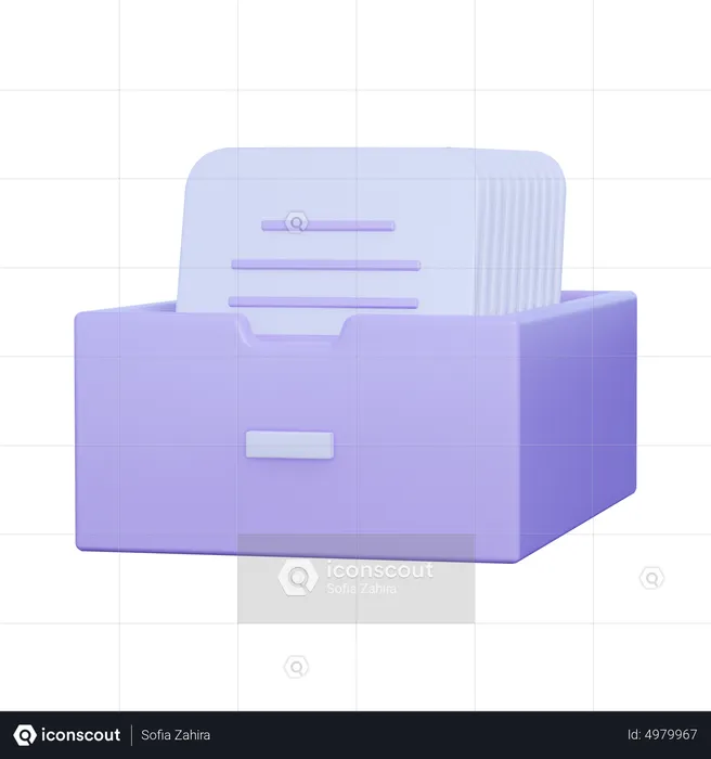 Documents In Drawer  3D Icon