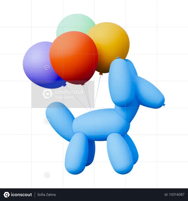 Dog Balloons  3D Icon