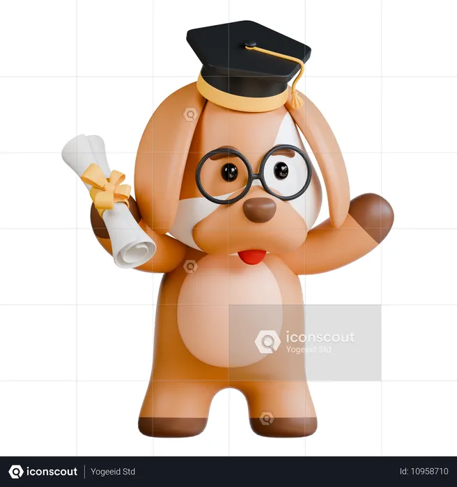 Dog Graduation  3D Illustration