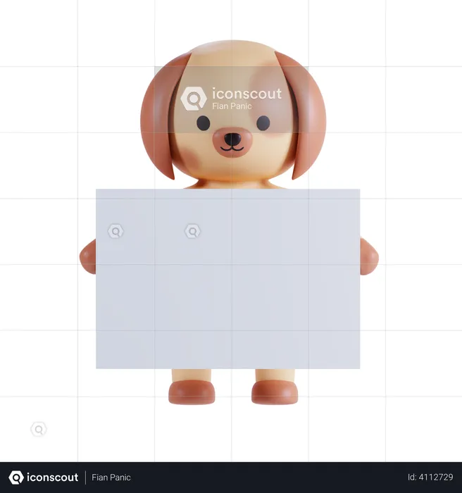 Dog Holding Placard  3D Illustration