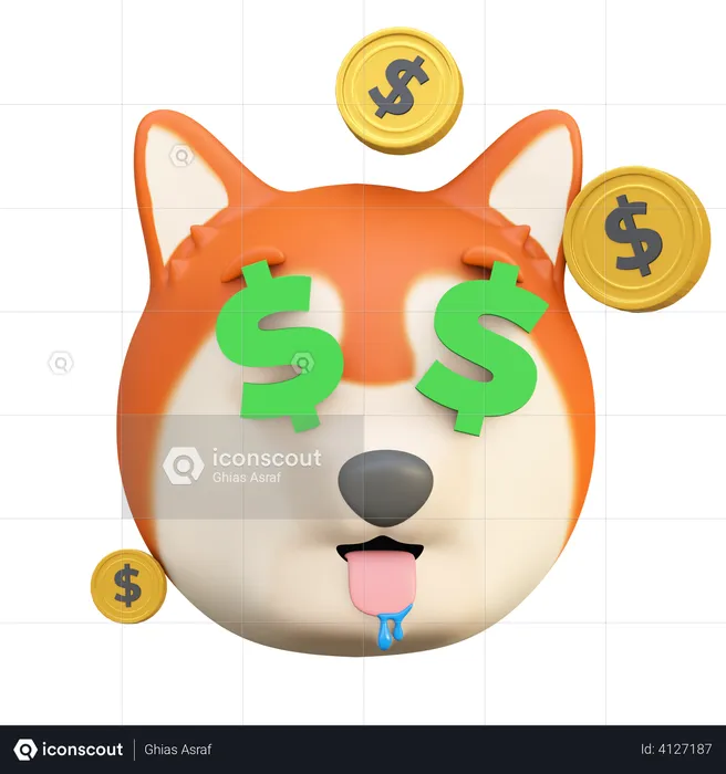 Dog money face Emoji 3D Emoji