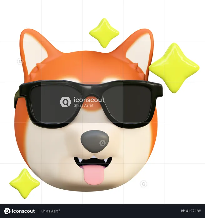 Dog wearing black glasses Emoji 3D Illustration