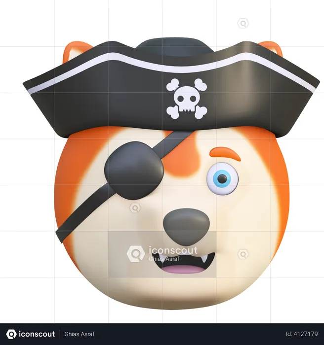 Dog wearing pirates hat Emoji 3D Illustration