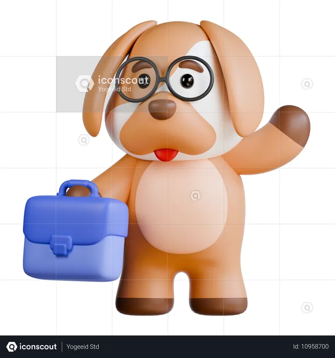 Dog With Briefcase  3D Illustration