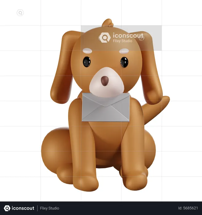 Dog With Mail  3D Icon