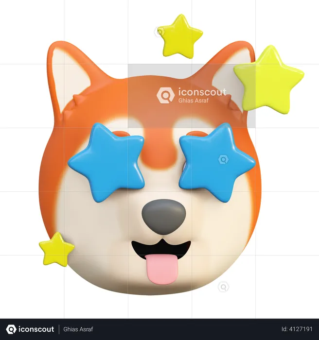 Dog with star in eye Emoji 3D Illustration