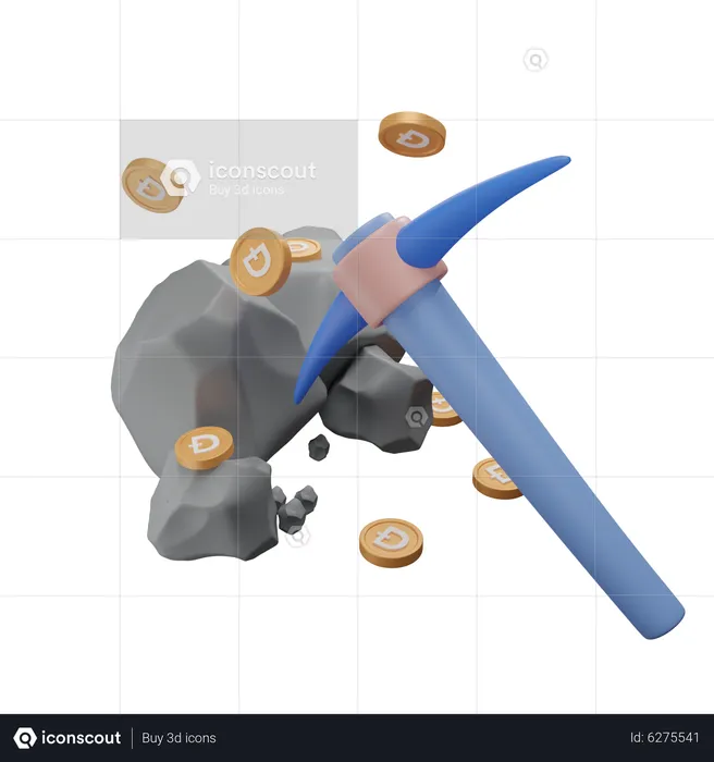 Doge Coin Mining  3D Icon