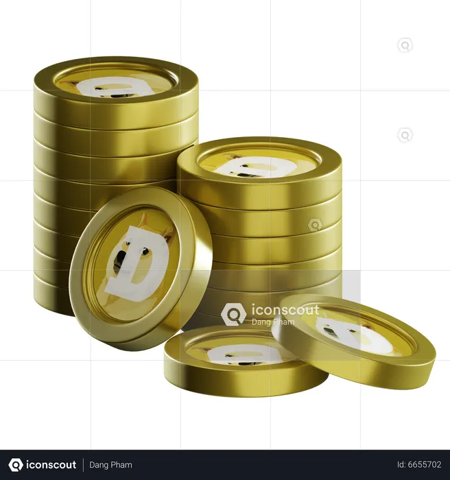Doge Coin Stacks  3D Icon