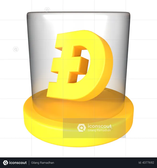 Doge Crypto Coin  3D Illustration